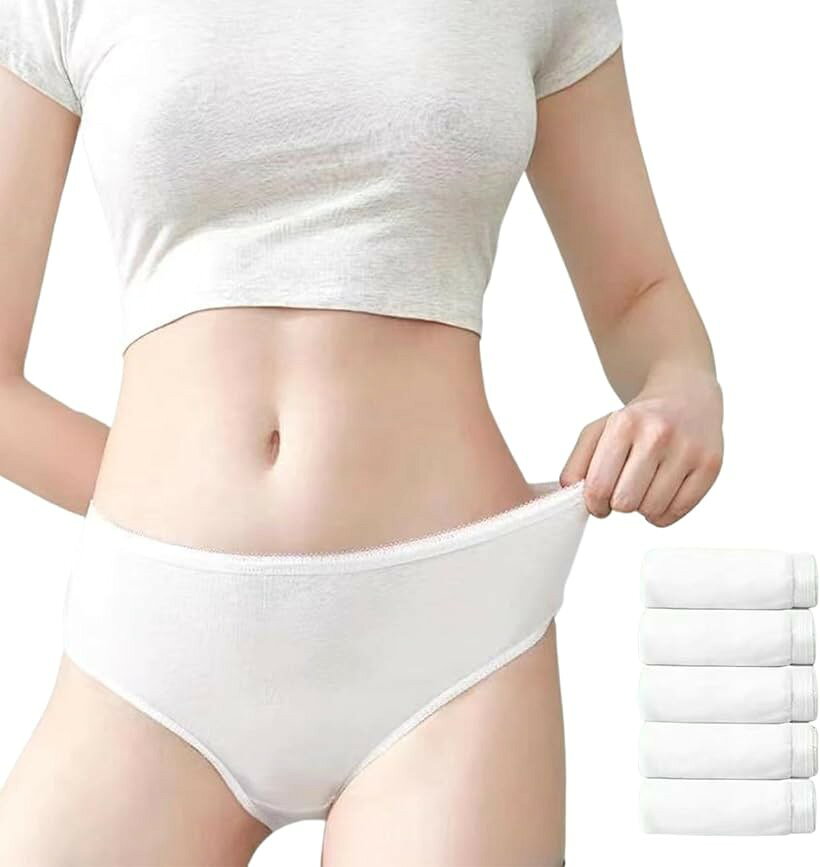 使い捨てパンツ 21枚セット 個包装 下着 レディース ショーツ 大人用 入院 災害用 柔らかめ 綿100% (ホワイト, XL)