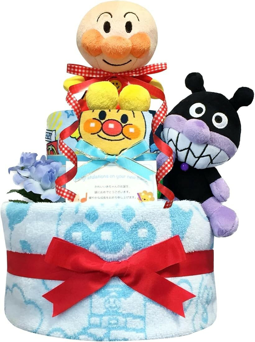 バリエーションコード : 2bukr5ixsy商品コード2bukrf2cgs商品名おむつケーキ 男の子 出産祝い 赤ちゃん 誕生日 ベビーシャワー ギフトブランドKanonBabysカラーブルーサイズ等2段 Mサイズ人気キャラクターの可愛らしいデザイン: 男の子にぴったりの可愛らしいデザインされたおむつケーキは、見るだけで心が温まるキュートさ。赤ちゃんの誕生を祝う最高の贈り物です。実用性と安心感: 高品質なおむつを使用し、赤ちゃんの肌にも優しい仕様。おむつ交換のたびに、贈られた心遣いを感じることができます。特別なひとときを演出: 友人や家族の男の子の赤ちゃんへの出産祝いにぴったり。贈る側の愛情と心遣いが伝わる、忘れられないギフトです。「サイズ選び」おむつケーキの紙おむつは人気のテープタイプを使用。Sサイズは出産祝いやベビーシャワー、Mサイズは1歳の誕生日プレゼント、ハーフバースデー、100日祝い、初節句などに最適です「心を込めた贈り物を」おむつケーキ専用のギフトボックスに包装し、直接お祝い先へお届けいたします。ご注文者様とお届け先名が同じ場合は、ギフトボックスからおむつケーキを取り出し、手渡し用の紙袋に入れてお持ちください。※ 他ネットショップでも併売しているため、ご注文後に在庫切れとなる場合があります。予めご了承ください。※ 品薄または希少等の理由により、参考価格よりも高い価格で販売されている場合があります。ご注文の際には必ず販売価格をご確認ください。※ 沖縄県、離島または一部地域の場合、別途送料の負担をお願いする場合があります。予めご了承ください。※ お使いのモニタにより写真の色が実際の商品の色と異なる場合や、イメージに差異が生じることがあります。予めご了承ください。※ 商品の詳細（カラー・数量・サイズ 等）については、ページ内の商品説明をご確認のうえ、ご注文ください。※ モバイル版・スマホ版ページでは、お使いの端末によっては一部の情報が表示されないことがあります。すべての記載情報をご確認するには、PC版ページをご覧ください。Kanonbabysのおむつケーキ – 男の子の赤ちゃんの出産祝いに最高の笑顔を届ける特別な贈り物。赤ちゃんの誕生を祝う特別な贈り物を探しているなら、Kanonbabysの人気キャラクターのおむつケーキがおすすめです。男の子にぴったりの可愛らしい人気キャラクターがデザインされたこのおむつケーキは、キュートさと実用性を兼ね備えています。見るだけで笑顔がこぼれる特別なギフトとして、赤ちゃんとその家族に喜びを届けます。高品質なおむつが丁寧に積み重ねられ、明るく楽しいデザインが施されています。赤ちゃんの肌にも優しいおむつを使用しているため、安心して贈ることができます。友人や家族の男の子の赤ちゃんに、特別なひとときを届ける最高の選択です。さらに、全てのおむつケーキは男の子用のプレゼント用のギフトラッピングで丁寧に仕上げられ、可愛らしいデザインボックスに入れてお届けいたします。そのため、プレゼント先へ直接お届けしても、きっと喜んでいただけること間違いなしです。おむつケーキのラッピングに使用するリボンやお花の色、種類はスタッフが心を込めて可愛くコーディネートいたします。おむつのサイズは、出産祝い・内祝いにはSサイズ、1歳のお誕生日プレゼント、100日祝い、ハーフバースデー、初節句にはMサイズをご選択いただけます。ご注文者様とお届け先名が同じ場合は、ギフトボックスからおむつケーキを取り出し、手渡し用の紙袋に入れてお持ちください。anp3011