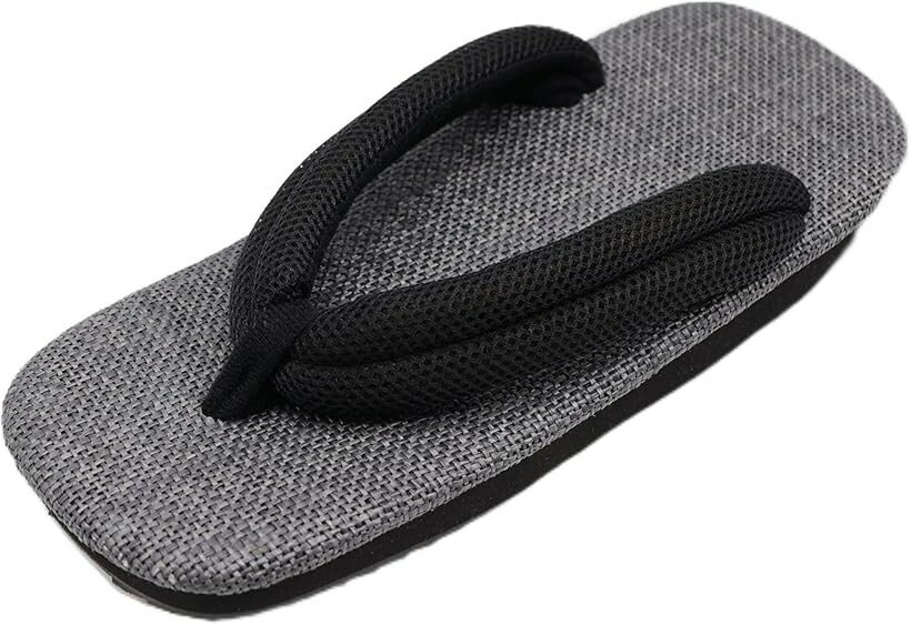 雪駄 メンズ ラタンメッシュ天 ブラック メッシュ鼻緒 ゴム底 日本製 (ブラック, 27.0 cm F)