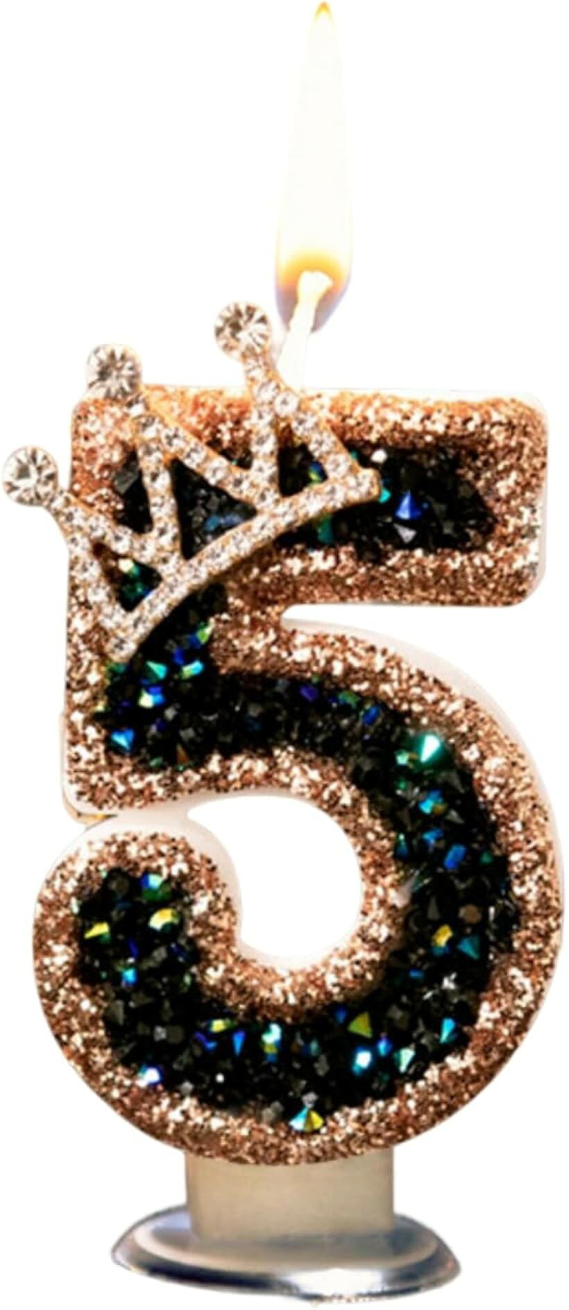 バースデー ナンバー キャンドル 誕生日 ロウソク 数字 誕生日ケーキ ラメ数字 (ブルー, 数字：5)