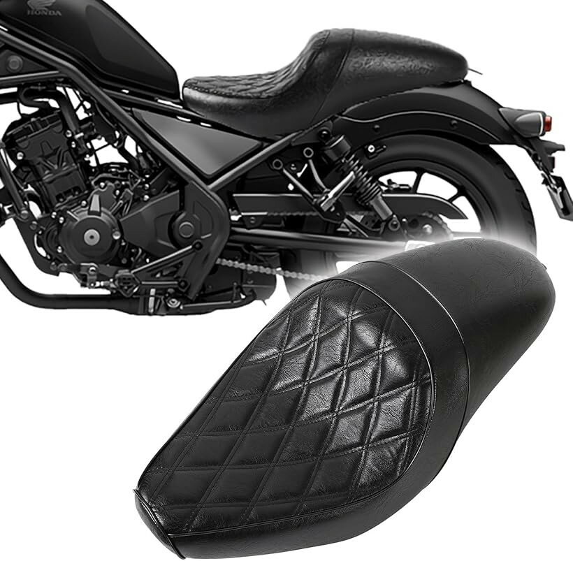 Other - 互換品日本在庫レブル250 500 本革調 ロングシート 高密度クッション 乗り心地向上 ボルトオン交換 Kagura motors オリジナルシート カスタムパーツ (クラシックダイヤ・ガンファイター, 純正互換仕様)