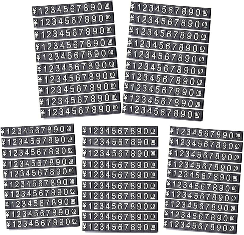 プライスキューブ ブロック タグ スタンド 金額表示 ディスプレイ プライスプレート 数字ブロック 50個セット (黒ベース白文字, M)