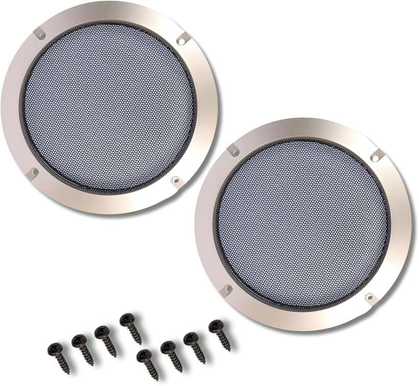 スピーカーグリル 車用 66/95/124/153/184/ 225/274mm 2個セット (ゴールド, 124mm)