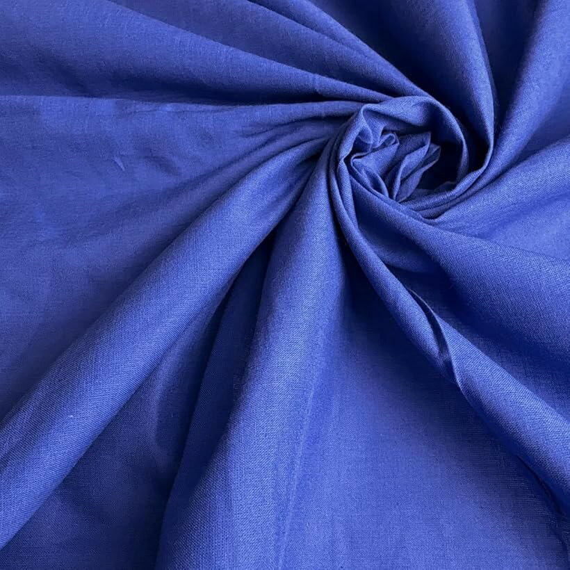 コットン シフォン 生地 幅1.5m カラー 綿100% 無地 薄手 透ける 手芸 布 (ブルー, 2m)