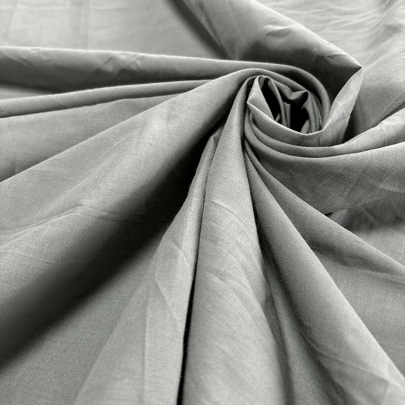 コットン シフォン 生地 幅1.5m カラー 綿100% 無地 薄手 透ける 手芸 布 (グレー, 2m)