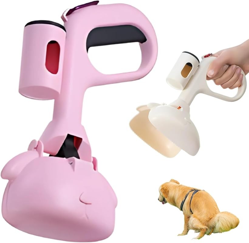 犬用 うんちキャッチャー フンキャッチャー 散歩グッズ 犬グッズ ふんとり 携帯 うんち袋付き (ピンク)