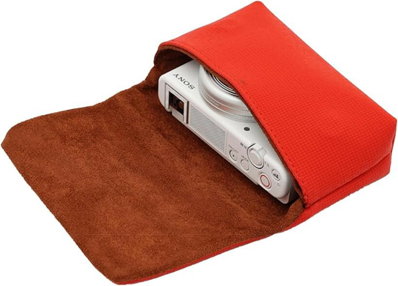 コンデジ ケース デジカメ カメラ収納ポーチ コンパクトカメラ 収納ケース 保護 小型 軽量 携帯用 衝撃吸収 (レッド)