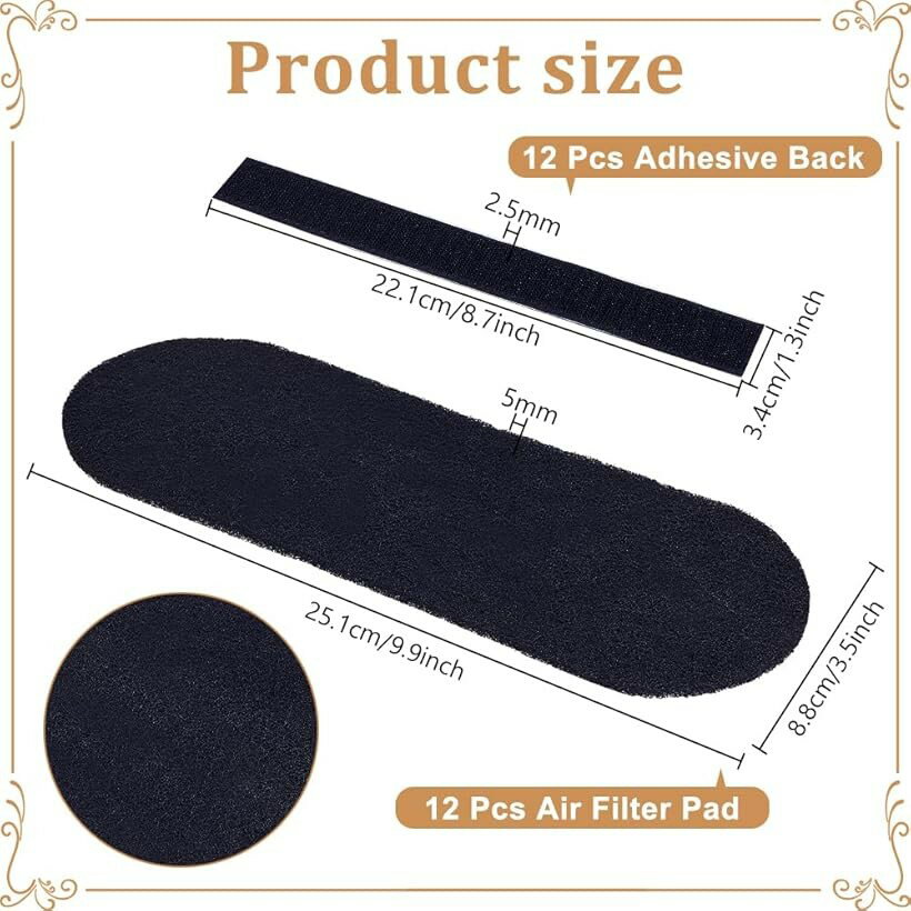 12枚 シーリングファンフィルター 25x8.6cm ブレード 綿製 楕円型 空気清浄用フィ...