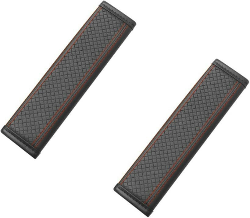シートベルトカバー シートベルトパット 車用品 バックルカバー クッション 肩と首を保護 2個セット (レッド)