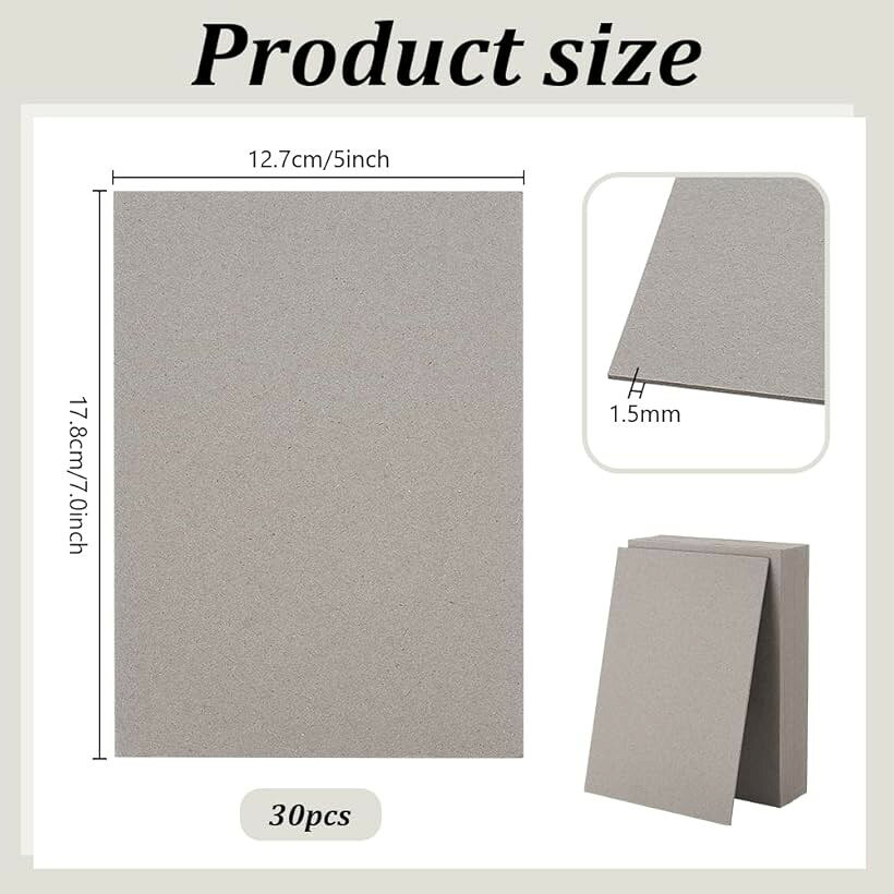 30枚セット 17.8x12.7cm チップボードシート 厚さ1.5mm 59PT ブックバインディング...