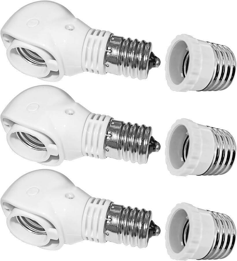 E17角度可変ソケット＋E26＞E17口金変換アダプター 横向きを90°下向きに補正 E17電...