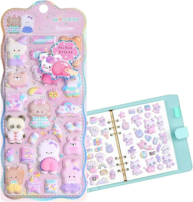 おしりぷにぷにシール かわいい 動物 キャラクター 3D マシュマロ ふわふわ もちもち もっちりスクイーズ ステッカー 子供 大人 手帳 デコレーション ゆめかわ 1枚 (ビション) mlinestore-10243774 エムラインストア パッケージ画像