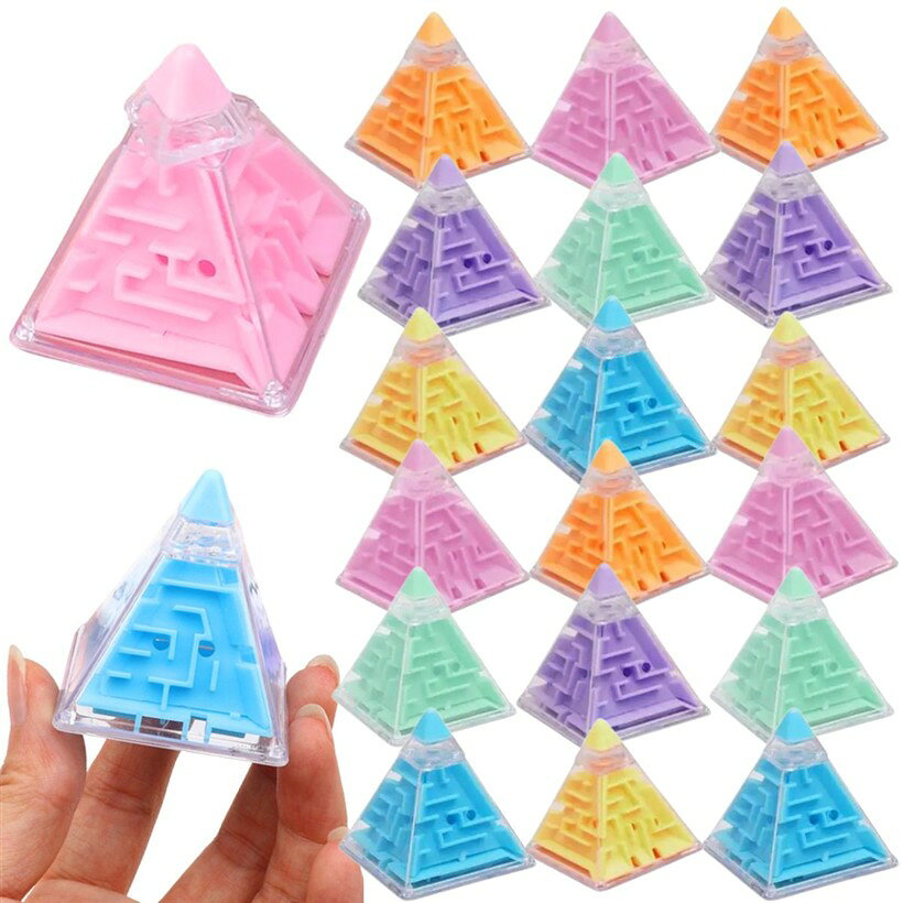 バリエーションコード : 2brfvxhxy9商品コード2brf1suos2商品名立体迷路 3D迷路 パズル ボール 子供 景品 キューブ 脳トレ 暇つぶし 玩具ブランドSALUDABLEカラーピラミッド 20個セット「空間認識力と論理的思考を育てる立体パズル」 ピラミッド立体迷路は、球体のボールを立体構造のレールに沿って転がしながら、落とし穴を避けてゴールを目指す3Dパズルです。シンプルに見えて奥深い構造が特徴で、立体的な視点や空間把握力の向上に役立ちます。特にボールの動きを予測しながら操作することで観察力と論理的思考が鍛えられ、知育玩具としても最適です。お子様から大人まで幅広い年齢層にお楽しみいただけます。「飽きずに遊べる仕掛け満載で達成感もアップ」 本体中央には回転式の頂上スパイアがあり、これを回すと内部レールが動いてルートが変わる設計です。何度も異なるルートを試して攻略する面白さがあり、飽きずに長く遊べます。また、複雑な構造をクリアするたびに、達成感が得られ、自信につながります。ゲーム性が高く、繰り返し遊ぶごとに集中力や忍耐力が身につき、家庭での知育アイテムとしても高評価を得ています。「コンパクト＆軽量。外でも遊べる携帯型ゲーム」 この立体迷路パズルは手のひらサイズで軽量設計。カバンやポケットに収まる大きさなので、車内や待ち時間、旅行先など、場所を選ばず遊べます。学校や塾、職場でのちょっとした気分転換にもぴったり。持ち運びができる知育玩具として他にはない手軽さを持っています。また、上部を回転させてボールをしまうこともできます。「集中力・創造力を総合的に育む」 この3Dパズルは、ただ遊ぶだけでなく、手先の器用さや問題解決力も自然と養えます。操作しながらボールの動きを予想して動かすことで想像力が鍛えられ、途中で落ちても試行錯誤する工程を楽しめます。何度挑戦してもゴールできた時の喜びを味わえるため、情緒面での自信向上にもつながります。知育、レクリエーション、脳トレと多彩な用途を持つ、コスパに優れた立体迷路ゲームです。「大人数イベントに最適な20個／40個セット」 本商品は20個セットまたは40個セットでの販売のため、子供会やお祭り、企業向けのノベルティとしても活躍します。1つずつ個別包装されているので、配布しやすく衛生面でも安心。見た目もかわいい6色ランダム入りで、くじ引きやビンゴ大会などにもおすすめです。「商品仕様」サイズ：4.5cmx4.5cmx5cm・重さ：19g・6色ランダム入り＊対象年齢6歳以上※ 他ネットショップでも併売しているため、ご注文後に在庫切れとなる場合があります。予めご了承ください。※ 品薄または希少等の理由により、参考価格よりも高い価格で販売されている場合があります。ご注文の際には必ず販売価格をご確認ください。※ 沖縄県、離島または一部地域の場合、別途送料の負担をお願いする場合があります。予めご了承ください。※ お使いのモニタにより写真の色が実際の商品の色と異なる場合や、イメージに差異が生じることがあります。予めご了承ください。※ 商品の詳細（カラー・数量・サイズ 等）については、ページ内の商品説明をご確認のうえ、ご注文ください。※ モバイル版・スマホ版ページでは、お使いの端末によっては一部の情報が表示されないことがあります。すべての記載情報をご確認するには、PC版ページをご覧ください。