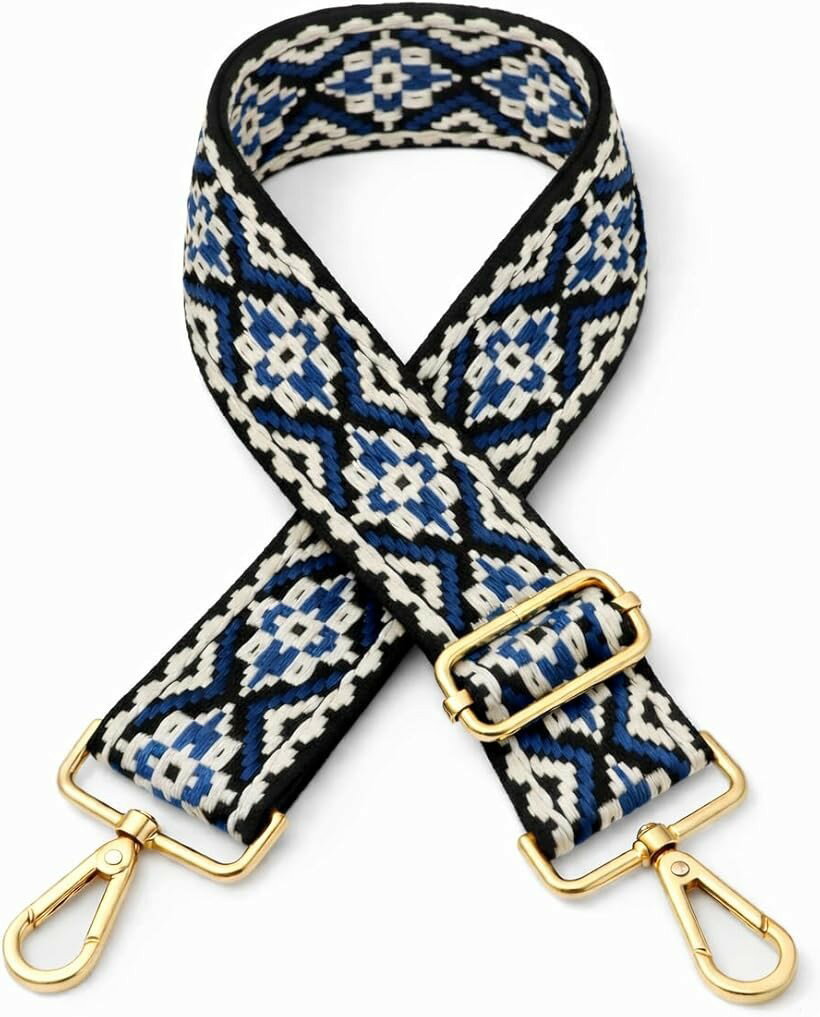 ショルダーストラップ バッグストラップ バッグ格上げ 肩ラクxオシャレを両立 付け替え 太め レディース お出かけに (ブラック, 5cm x 75-130cm)