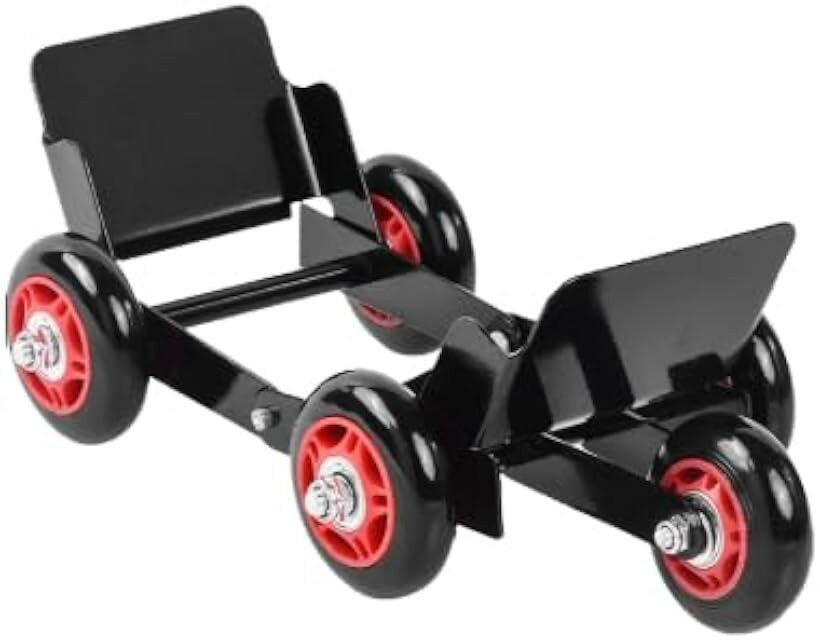 バイク ムーバー キャスター ローラー 移動ツール パンク修理 故障対応 電動自転車 スクーター (ブラック＆レッド)