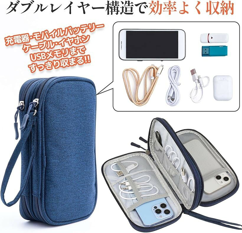 ガジェットポーチ ガジェットケース 小物入れ 保管バッグ PC周辺小物入れ 収納 整理整頓 持ち運び 水濡れ防止 旅行 出張 (ブラック, コンパクトサイズ) mlinestore-10245148 エムラインストア サンプル画像3