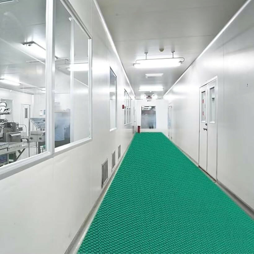 業務用滑り止めマット ゴムマット PVC材質 吸水 ノンスリップ 転倒防止 耐久 屋外 屋内 通路 廊下 プール 浴室 ベランダ 施設 学校 店舗 マンション 駐車場 1.5mx90cm グレー (グレー, 長さ1.5m) [2]