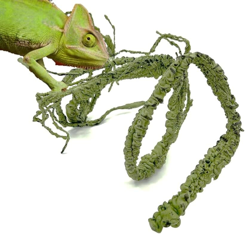 爬虫類 登り木 人工藤 カメレオン トカゲ 両生類 登り藤 人工植物 柔らかい 枝 つる リアル ジャングル (グリーン)