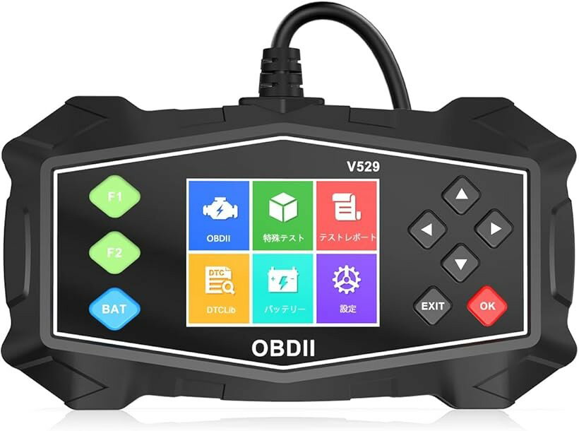 obd2 診断機 故障診断機 OBD2故障診断機 エンジンカーボン検出機能搭載 燃料分析＆エアフロー計測 6リセット SAS/EPB/TPMS等 4システム診断 (ブラック)