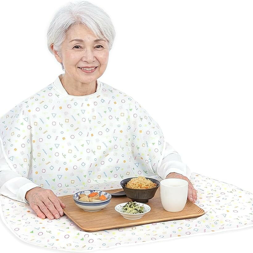 介護用エプロン お食事用エプロン 服も床も汚さない テーブルに掛けられる ワイド...