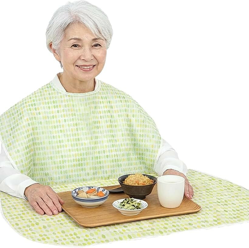 介護用エプロン お食事用エプロン 服も床も汚さない テーブルに掛けられる ワイド...