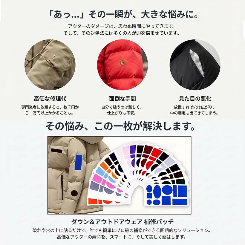 修理パッチ ダウンジャケット用 10枚セット 防水 自己粘着 (ベビーピンク) mlinestore-10248075 エムラインストア サンプル画像3