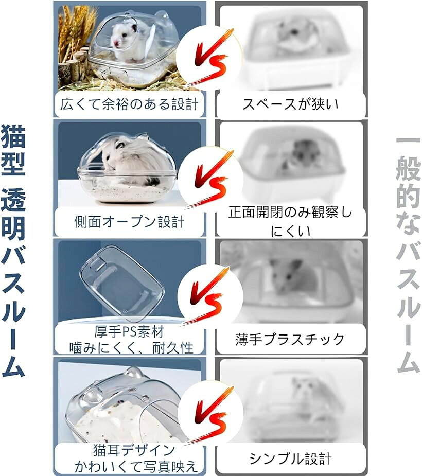 エムラインストアのハムスター トイレ 砂浴び 飛び散り防止 掃除しやすい 脱臭 風呂 洗面所 遊び場 小動物用 (クリア, M)｜アングル3