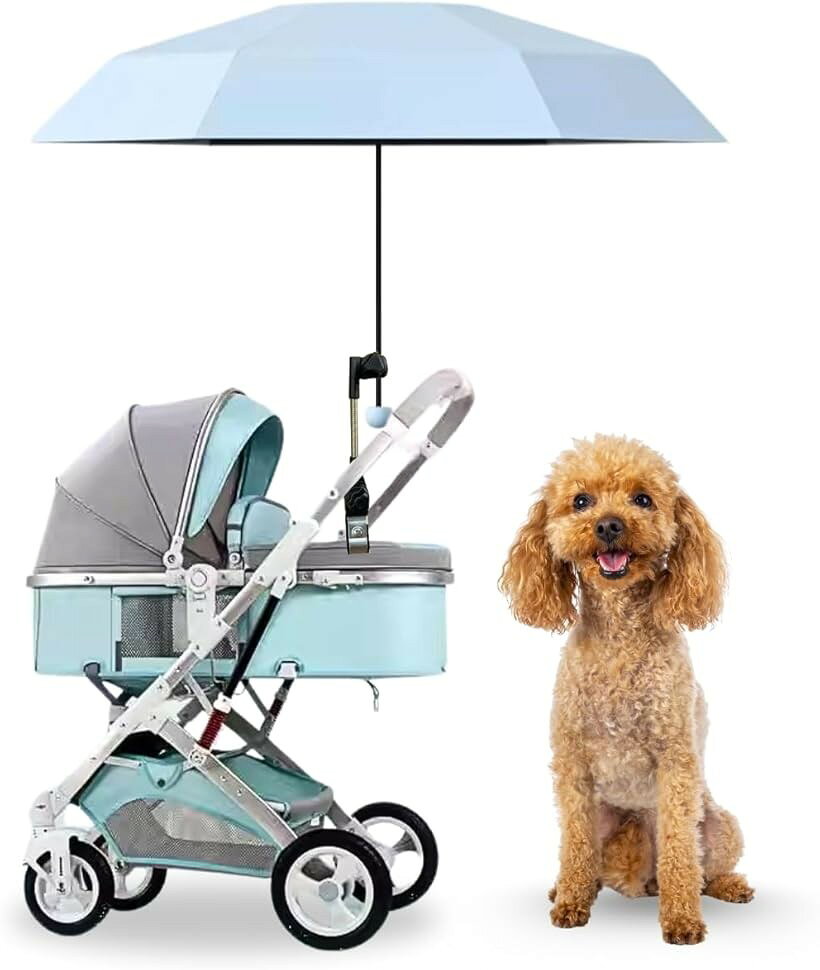 バリエーションコード : 2br5ilv263商品コード2br3pfcuoq商品名犬 カート 日傘 バギー 傘ホルダー ベビーカー 日除け キャリーカート ペットブランドSALUDABLEカラーブルー「強力UVカットで愛犬を守るプレミアム日除け傘」UV98％カット素材と裏面ブラック加工が、真夏の強烈な日差しをしっかり遮り、ペットカート内部の温度上昇を抑えます。熱を吸収しにくいため体感温度がやわらぎ、外出中の愛犬が穏やかに過ごせるのが魅力です。晴雨兼用なので、散歩中の突然の雨にも素早く対応。屋外イベントや旅行でも使いやすく、夏のデイアウトを安心して楽しめる頼れるアイテムです。「ワンタッチで固定できるスタンド付き＆360°自在調整」付属のフレキシブルスタンドはしっかり固定でき、風が気になる日でも安定感のある設置が可能です。アーム部分は360°自由に角度調整ができ、太陽の位置が変わっても常に最適な日陰をつくれます。朝日から夕方の西日まで幅広くカバーし、愛犬が快適に過ごせる環境をキープ。ドッグランや公園、屋外マルシェなど、さまざまなシーンで活躍します。「大きめサイズで広範囲カバー＆通気性を確保」使用時サイズは約90x50cmとワイドで、ペットカート全体をしっかり覆える大判設計。強い日差しを遮りつつ、カートのフードを閉めるよりも通気性を保ちやすく、蒸れにくい快適空間を実現します。裏面のブラックコーティングが光の反射を抑え、暑さが気になる季節でも落ち着いた環境をつくりやすい仕様。外出時間が長くなる日でも、愛犬が安心して心地よく過ごせます。「軽量・コンパクトで持ち運びしやすい3色展開」わずか約212gの軽量素材を採用し、長時間の外出でも負担になりにくい設計です。収納時は約18cmとコンパクトになり、付属の収納袋に入れてバッグへすっきり収まります。ブラック、ピンク、ライトグリーンの3色展開で、ペットカートや飼い主の好みに合わせて選べるのも嬉しいポイント。普段のお散歩から旅行まで、あらゆるシーンに気軽に携帯できます。「商品詳細」セット内容：晴雨兼用日傘＋スタンド（フレキシブルアーム、約30.5cm）サイズ：［使用時］約90x50cm ［収納時］約18cm UVカット率：98％（裏面ブラック加工）重さ：約212g 特長：防水仕様／360°角度調整／しっかり固定スタンド／通気性確保／熱中症対策 カラー：ブラック・ピンク・ライトグリーン・ブルー・パープル※ 他ネットショップでも併売しているため、ご注文後に在庫切れとなる場合があります。予めご了承ください。※ 品薄または希少等の理由により、参考価格よりも高い価格で販売されている場合があります。ご注文の際には必ず販売価格をご確認ください。※ 沖縄県、離島または一部地域の場合、別途送料の負担をお願いする場合があります。予めご了承ください。※ お使いのモニタにより写真の色が実際の商品の色と異なる場合や、イメージに差異が生じることがあります。予めご了承ください。※ 商品の詳細（カラー・数量・サイズ 等）については、ページ内の商品説明をご確認のうえ、ご注文ください。※ モバイル版・スマホ版ページでは、お使いの端末によっては一部の情報が表示されないことがあります。すべての記載情報をご確認するには、PC版ページをご覧ください。