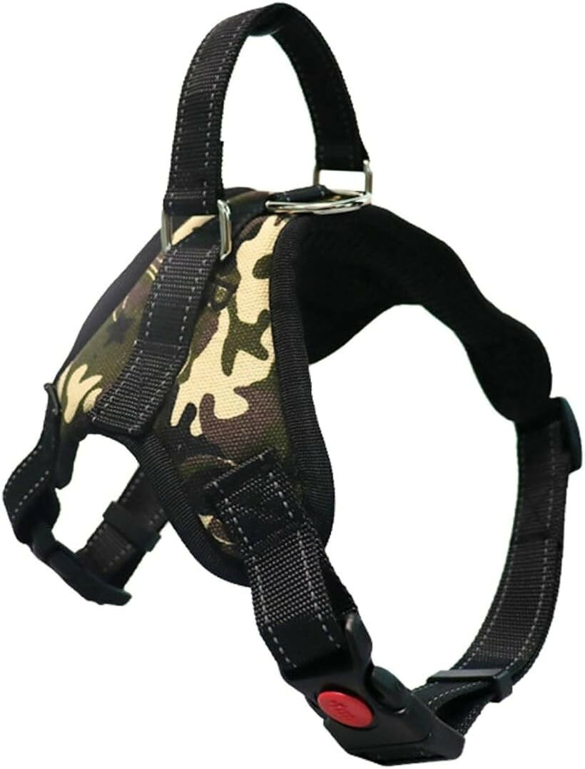 バリエーションコード : 2bu91wc6hu商品コード2bu91w161h商品名犬用ハーネス 小型犬 中型犬 犬用胴輪 首輪 引っ張り防止 サイズ調整可能 夜間反射材 抜けない 通気性 簡単着脱 おしゃれ 安全 しつけ用 訓練ブランドgrooblueカラーアーミーグリーンサイズ等M大切な愛犬に、快適と安心を。犬用ハーネスは、体全体をやさしく包み込む立体設計で、圧迫感を抑えつつもフィット感を高め、ストレスの少ない着用を実現。サイズ調整もスムーズで、愛犬の体型に合わせてぴったり調整できます。装着はワンタッチで簡単。忙しいお出かけ前でもスピーディに着脱可能です。通気性にも優れ、呼吸を妨げないデザインで、活発なワンちゃんも自由に動けるのが魅力。散歩、ドッグラン、旅行などあらゆるシーンで大活躍する、機能性と上質さを兼ね備えたハーネスです。愛犬の快適性と安全性を追求した犬用ハーネス。体全体にフィットするデザインで、リードから伝わる衝撃をやさしく分散し、首や背中への負担を軽減。サイズ調整が可能で、小型犬から中型犬までしっかりフィットします。散歩やトレーニング、介護・リハビリなど幅広い用途に対応。装着も簡単で、忙しい日常でもスムーズにお出かけ準備が可能です。豊富なカラーとサイズ展開で、愛犬にぴったりのスタイルをお選びいただけます。安心・快適なお散歩タイムを、このハーネスで。愛犬とのお散歩をより安心で快適に。この犬用ハーネスは、肩回りと胸回りの2カ所でしっかりホールドする設計で、急な飛び出しや他の犬との接触を防ぎ、安全を確保します。衝撃を全身に分散させることで体への負担を軽減し、愛犬がストレスを感じにくいのも特長。トレーニング時には行動のコントロールがしやすく、介護やリハビリが必要なシニア犬にも最適です。リードと併用することで歩行補助にも対応。優れた機能性で、日常のあらゆるシーンにフィットする頼れるハーネスです。耐久性と快適性を兼ね備えた高品質な犬用ハーネス。強度の高い合金製パーツを採用し、優れた耐腐食性で長くご使用いただけます。さらに、背面には丈夫なナイロン製のハンドル付きストラップを搭載。介護や補助が必要な場面でもしっかりサポートできます。内側には通気性に優れた柔らかなメッシュ素材を使用し、蒸れにくく快適な着用感を実現。毎日の散歩からトレーニング、リハビリケアまで、愛犬のあらゆるライフステージに寄り添う設計です※ 他ネットショップでも併売しているため、ご注文後に在庫切れとなる場合があります。予めご了承ください。※ 品薄または希少等の理由により、参考価格よりも高い価格で販売されている場合があります。ご注文の際には必ず販売価格をご確認ください。※ 沖縄県、離島または一部地域の場合、別途送料の負担をお願いする場合があります。予めご了承ください。※ お使いのモニタにより写真の色が実際の商品の色と異なる場合や、イメージに差異が生じることがあります。予めご了承ください。※ 商品の詳細（カラー・数量・サイズ 等）については、ページ内の商品説明をご確認のうえ、ご注文ください。※ モバイル版・スマホ版ページでは、お使いの端末によっては一部の情報が表示されないことがあります。すべての記載情報をご確認するには、PC版ページをご覧ください。
