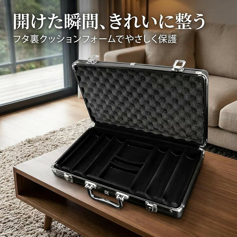ZakkaTimez カジノチップ ケース ハンドル付き ポーカーゲーム テーブルゲーム チ...
