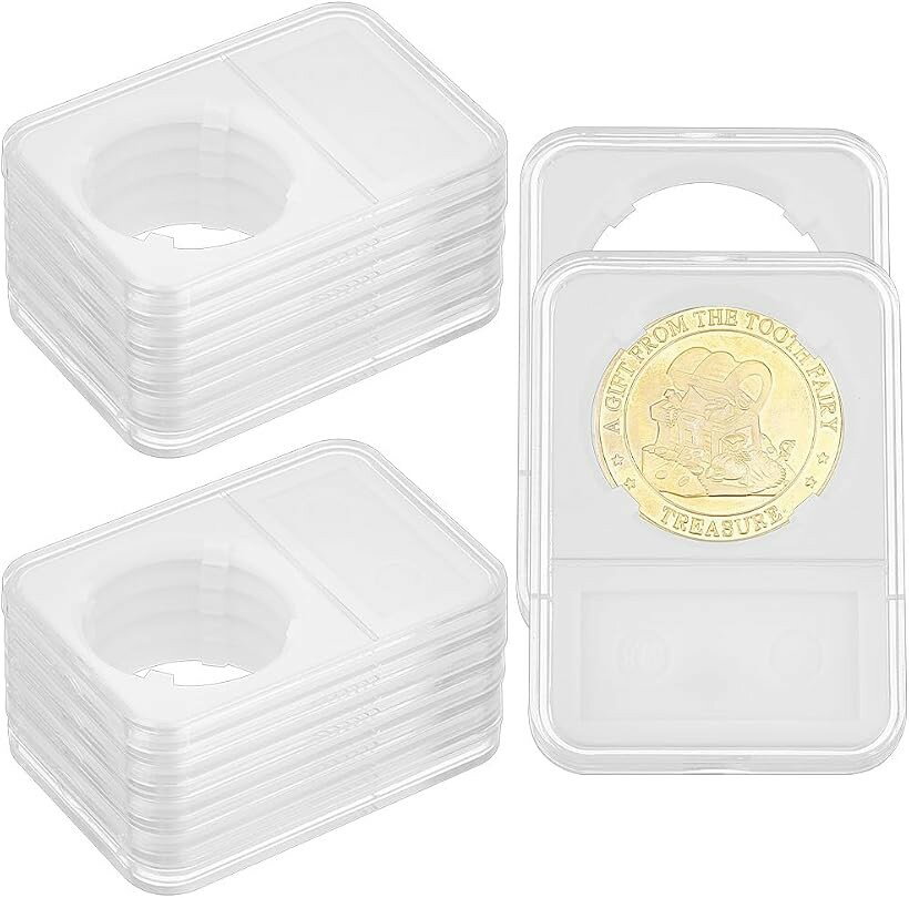 12個 記念硬貨 ケース 39mm プラスチック コインケース ディスプレイ 収納 コイン収納 コインホルダー コレクター用 コレクション用品 クリア ホワイト (39mm)