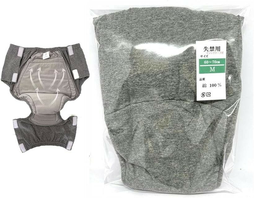 バリエーションコード : 2brxuwc0q1商品コード2brxrrl2pt商品名失禁パンツ 男女兼用 吸水500cc医療監修吸水パンツ ちょい漏れ 尿漏れ対策 普通タイプ/全開タイプ 防臭 抗菌 通気 介護パンツ リハビリ 高齢者 メンズ レディースブランドくらし応援ショップ サンキューカラーグレー(全開タイプ（テープ式）)サイズ等M (60～70)(1) 500ccの大容量吸水でしっかりガード 約1～2回分（最大500ml）の排尿を吸収。突然の尿漏れ・夜間・外出時も安心して過ごせます。(2) 高機能4層構造で漏れを徹底ブロック ドライメッシュ＋高速吸収＋保水＋防水TPU層。素早く吸収して逆戻りを防ぎ、ズボンへの染み出しを防止。(4) 防臭・抗菌加工でいつでも清潔 ニオイの原因菌を抑制し、長時間着用でも快適。蒸れにくい通気素材でモワッとしない。(5) 選べる2タイプ＆4サイズ 通常の「普通タイプ」と着脱しやすい「全開テープ式」。男女兼用M～3Lで介護・リハビリにも最適。※ 他ネットショップでも併売しているため、ご注文後に在庫切れとなる場合があります。予めご了承ください。※ 品薄または希少等の理由により、参考価格よりも高い価格で販売されている場合があります。ご注文の際には必ず販売価格をご確認ください。※ 沖縄県、離島または一部地域の場合、別途送料の負担をお願いする場合があります。予めご了承ください。※ お使いのモニタにより写真の色が実際の商品の色と異なる場合や、イメージに差異が生じることがあります。予めご了承ください。※ 商品の詳細（カラー・数量・サイズ 等）については、ページ内の商品説明をご確認のうえ、ご注文ください。※ モバイル版・スマホ版ページでは、お使いの端末によっては一部の情報が表示されないことがあります。すべての記載情報をご確認するには、PC版ページをご覧ください。「トイレ後の染み」「立ち上がった瞬間のちょい漏れ」 そんな日常の不安を、この1枚で解決。本商品は医療・介護の専門家監修のもと開発された、 500cc大容量吸水の失禁対策パンツです。高機能4層構造が尿をすばやく吸収し、逆戻りや漏れを防止。さらに防臭・抗菌・通気設計により、長時間でもサラッと快適。見た目は普通の下着と変わらないため、 外出時・仕事中・旅行中も周囲に気付かれず安心して着用できます。また、着脱が簡単な「全開タイプ」もご用意。介護・リハビリ・術後ケアにもおすすめです。毎日をもっと自由に、もっと安心に。