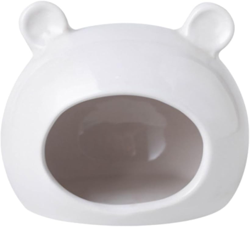 ペット用品 ハムスター 家 小動物 モルモット モモンガ 洗える 衛生的 セラミック製 (ホワイト, S)