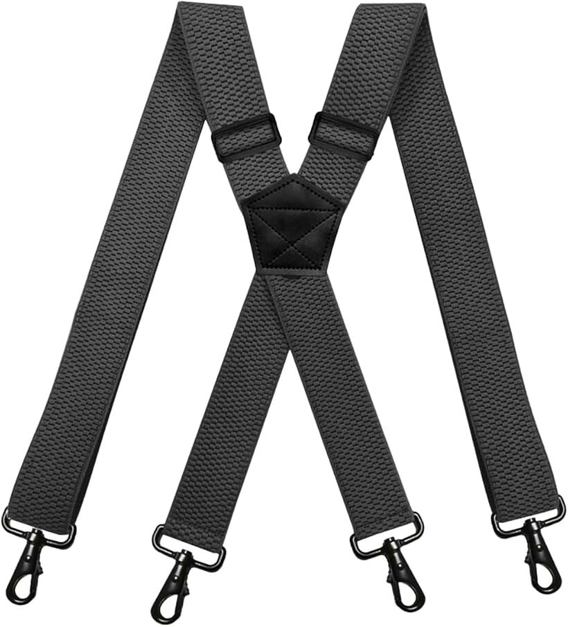 バリエーションコード : 2brw94xtt1商品コード2brwjogx2i商品名SP107フック式サスペンダー X型 幅38mm 4フック 男女兼用 日本国内検品ブランドKASSAIカラーチャコール「安定感のある38mm幅」 存在感と安定感を両立した38mm幅のストラップが肩への負担をしっかり分散。食い込みにくく快適。「X型デザインx4フック」 背面は負担を分散するX型構造。4点吊りのカラビナフック式でボトムスをしっかり支え、激しい動きでも外れにくく安心。「無段階で自由調整可能」 アジャスターで簡単に長さ調整ができ、幅広い体型にフィットします。「360°回転式カラビナフック」 360°回転式フックでベルトループへの装着がスムーズ。短時間で取り付けられ、使いやすさ抜群。「コーンテクスチャメッシュ生地」 通気性とデザイン性に優れたコーンテクスチャメッシュ生地で蒸れにくく快適。「幅広いシーンで活躍」 スーツ・ビジネス・フォーマル・カジュアル・作業着・イベントなど、どんなスタイルにも合わせやすいシンプルデザイン。「仕様」 ＊サイズ：幅3.8cm（38mm）／4フック／長さ調整可能（77～120cm）＊ゴムで伸縮します ＊重さ：225g ＊素材：PU合成皮革／ポリエステル／ゴム／合金「日本国内検品」生産国での検品に加え、輸入後、日本国内にて検品を行っております。中国製※ 他ネットショップでも併売しているため、ご注文後に在庫切れとなる場合があります。予めご了承ください。※ 品薄または希少等の理由により、参考価格よりも高い価格で販売されている場合があります。ご注文の際には必ず販売価格をご確認ください。※ 沖縄県、離島または一部地域の場合、別途送料の負担をお願いする場合があります。予めご了承ください。※ お使いのモニタにより写真の色が実際の商品の色と異なる場合や、イメージに差異が生じることがあります。予めご了承ください。※ 商品の詳細（カラー・数量・サイズ 等）については、ページ内の商品説明をご確認のうえ、ご注文ください。※ モバイル版・スマホ版ページでは、お使いの端末によっては一部の情報が表示されないことがあります。すべての記載情報をご確認するには、PC版ページをご覧ください。