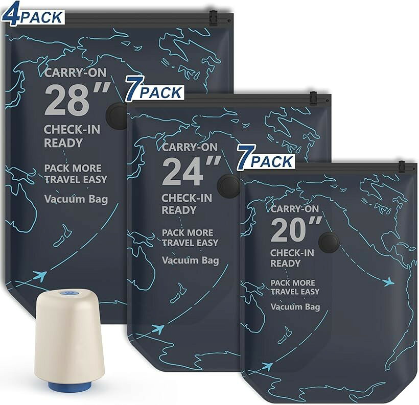 バリエーションコード : 2brqox5k9h商品コード2brct3wntc商品名圧縮袋 旅行 衣類圧縮袋 電動ポンプ 充電式 真空 衣類 収納 服 圧縮 旅行用圧縮袋 掃除機不要 再利用可能ブランドGillevecaraカラー18枚セットサイズ等7枚S+7枚M+4枚L)「サイズ見える化設計」18枚旅行用圧縮袋セット：S(40x54cm)x7枚、M(47x64cm)x7枚 、L(54x74cm)x4枚、コードレス電動ポンプx1。S・M・Lの3サイズに加え、それぞれに20/24/28インチ表記付きでスーツケースに最適なサイズを一瞬で判断できます。パッキングの時間を大幅に短縮できるため、出張や旅行前でも慌てることなくスマートに収納できます。「コードレス電動ポンプで瞬間圧縮」 わずか120gの軽量ボディに、50000ppm（±10%）の高速モーターを搭載した新型電動ポンプです。4500Paの強力な真空圧と140L/minの排気量で空気を一気に吸い出し、面倒な手押しや重い掃除機はもう不要で、圧縮を効率的に実現できます。便利なType-C充電対応により、旅先や外出先でもすぐに使用可能で、コンセントがない場所でもサッと圧縮でき、いつでもどこでもスムーズに荷造りが完了します。4段階LEDインジケーター搭載でバッテリーの残量が一目で確認できます。「三重保護デザイン・リバーシブル設計」「見せる収納」と「隠す収納」を自由に使い分けられるリバーシブル設計の衣類圧縮袋です。片面は透明仕様で中身が一目で分かり、出張先や旅行中でも簡単に整理整頓が可能。もう片面はネイビー基調の地図柄デザインで、下着など人目が気になる衣類もおしゃれにプライバシー保護しながら収納できます。衣類圧縮袋は二重チャックと専用のエアバルブが空気の逆流をしっかり防ぎ、長期間の真空状態を維持でき、外部環境から衣類を保護します。付属のクリップで袋の口を挟んで、スウィッチで押すだけで誰でも簡単に圧縮できます。「旅行から自宅収納まで大活躍」この圧縮バッグは、ダウンジャケットや厚手の衣類も力を入れて空気を押し出す必要がなく、収納スペースを最大に80％節約できます。スーツケース整理はもちろん、引っ越しや衣替え、日常のあらゆる収納シーンでも活躍し、クローゼットもスッキリ整頓された状態を保てます。厚みのある高品質PA+PE素材を採用し、破れにくく、繰り返し使えるエコ設計で、梅雨時期の湿気やホコリ・カビ・から衣類を保護します。「長時間連続使用」電動ポンプ+ 圧縮袋セットは1800mAhの大容量バッテリを内蔵し、フル充電で25～30分の連続使用が可能。100枚以上の圧縮袋に対応でき、旅行や出張での効率的な荷物整理が行えます。さらに、モーターを保護するため約70秒で自動停止する安全設計を採用し、ワンタッチで再起動も可能です。出発前の準備や、お土産で増えた帰りの荷物整理もわずか数分で完了します。※ 他ネットショップでも併売しているため、ご注文後に在庫切れとなる場合があります。予めご了承ください。※ 品薄または希少等の理由により、参考価格よりも高い価格で販売されている場合があります。ご注文の際には必ず販売価格をご確認ください。※ 沖縄県、離島または一部地域の場合、別途送料の負担をお願いする場合があります。予めご了承ください。※ お使いのモニタにより写真の色が実際の商品の色と異なる場合や、イメージに差異が生じることがあります。予めご了承ください。※ 商品の詳細（カラー・数量・サイズ 等）については、ページ内の商品説明をご確認のうえ、ご注文ください。※ モバイル版・スマホ版ページでは、お使いの端末によっては一部の情報が表示されないことがあります。すべての記載情報をご確認するには、PC版ページをご覧ください。