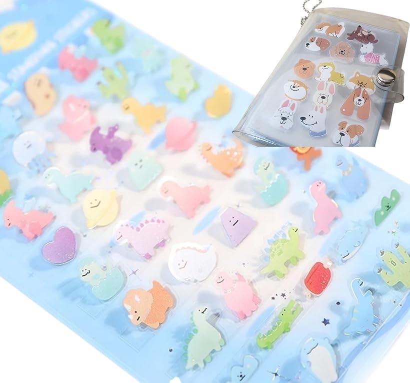 JP-SKURA シール帳 ミニ セット スタンド ぷくぷく ぷっくり おしりぷにぷに 3Dスタンディング (シール帳大+恐竜：水色シール, ミニサイズ) mlinestore-10253454 エムラインストア パッケージ画像