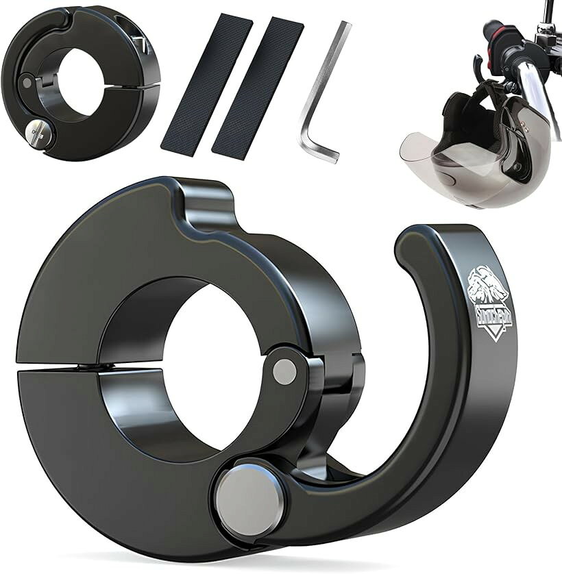 バリエーションコード : 2brccs5u65商品コード2brcc6gx6u商品名ヘルメットホルダー バイク 高強度xコンパクト コンビニフック アルミ合金 折りたたみ 荷物掛け 自転車 18-28mm対応ブランドGRHONCカラーブラック「年間5，600個出荷。高強度アルミ合金製マルチヘルメットホルダー」純アルミ合金を採用したフルメタル構造により、安価なプラスチック製とは一線を画す圧倒的な耐久性を実現。重いヘルメットや買い物袋を掛けてもしなりにくく、大切な荷物をガッチリと保持します。マットブラックの落ち着いた質感が愛車の外観を損なわず、高級感のあるカスタムを演出。「スマートな折り畳み設計で走行中も邪魔にならない」フック部分は、使用しない時にパタンと折り畳める可動式デザインを採用。未使用時に衣類が引っかかったり、駐輪スペースで他車に干渉したりするリスクを最小限に抑えます。必要な時だけ片手でサッと展開できるため、スムーズな荷物の出し入れが可能。ライダーの安全性と利便性を徹底的に追求した、機能美あふれる設計がスマートなライディングをサポートします。「18mm～28mm対応。スペーサー付属で幅広い汎用性」クランプ内径は28mmに設計されており、付属する3mm厚と5mm厚の2種類のスペーサーを組み合わせることで、直径18mmから28mmまでの丸パイプに柔軟に適合します。バイク、スクーター、自転車、電動キックボードなど車種を選ばず活躍します。「車体を傷つけない無加工取付＆簡単設置」面倒な穴あけ加工や複雑な工程は一切不要。付属の六角レンチ一本で、初心者の方でも届いたその場ですぐに取り付けが可能です。調整用のスペーサーは柔軟性のある素材のため、取付側のパイプを傷から守りつつ、走行中の激しい振動によるズレや異音を強力に抑制します。確実な固定力と車体への優しさを両立し、誰でもプロのような仕上がりで装着いただけます。「セット内容」本体x1、取り付け用レンチx1、調整用スペーサー（3mm厚・5mm厚）各1枚「カラー」ブラック「サイズ」本体：約52mmx18mm / 対応パイプ径：18mm～28mm「素材」高強度アルミ合金「機能」折り畳み設計 / 高耐荷重（フルメタル製） / 無加工取り付け / 防錆耐食「利用シーン」ヘルメット掛け、買い物袋の吊り下げ、バッグの固定など※ 他ネットショップでも併売しているため、ご注文後に在庫切れとなる場合があります。予めご了承ください。※ 品薄または希少等の理由により、参考価格よりも高い価格で販売されている場合があります。ご注文の際には必ず販売価格をご確認ください。※ 沖縄県、離島または一部地域の場合、別途送料の負担をお願いする場合があります。予めご了承ください。※ お使いのモニタにより写真の色が実際の商品の色と異なる場合や、イメージに差異が生じることがあります。予めご了承ください。※ 商品の詳細（カラー・数量・サイズ 等）については、ページ内の商品説明をご確認のうえ、ご注文ください。※ モバイル版・スマホ版ページでは、お使いの端末によっては一部の情報が表示されないことがあります。すべての記載情報をご確認するには、PC版ページをご覧ください。バイクに乗るたびに「ヘルメットをどこに掛けよう」「コンビニ袋の置き場がない」と感じたことはありませんか？GRHONCの折りたたみ式バイクフックは、そんな積載の悩みをスマートに解消します。素材には安価なプラスチックではなく、高強度アルミ合金を採用。フルメタル構造が重い荷物をしっかり支え、耐食性に優れたマットブラック仕上げで屋外使用でも錆びにくく、長期間美しい状態を保ちます。プラスチック製とは比べものにならない耐久性と高級感が、愛車のカスタムを格上げします。フック部分は折りたたみ式で、走行中はフラットに格納。衣類の引っかかりや駐輪スペースへの干渉を防ぎます。使用時は片手でサッと展開できるため、コンビニ立ち寄りや信号待ちでも荷物をスムーズに掛けられます。取り付けは付属の六角レンチ1本だけで完了。穴あけなどの加工は一切不要で、ゴム・樹脂製スペーサーがパイプを傷から保護します。付属の3mm・5mmスペーサーを組み合わせることで、パイプ径18～28mmに幅広く対応。ハンドルバー・エンジンガード・リアキャリアなど様々な箇所に設置でき、バイク・スクーター・電動キックボード・自転車など多くの車種に使えます。