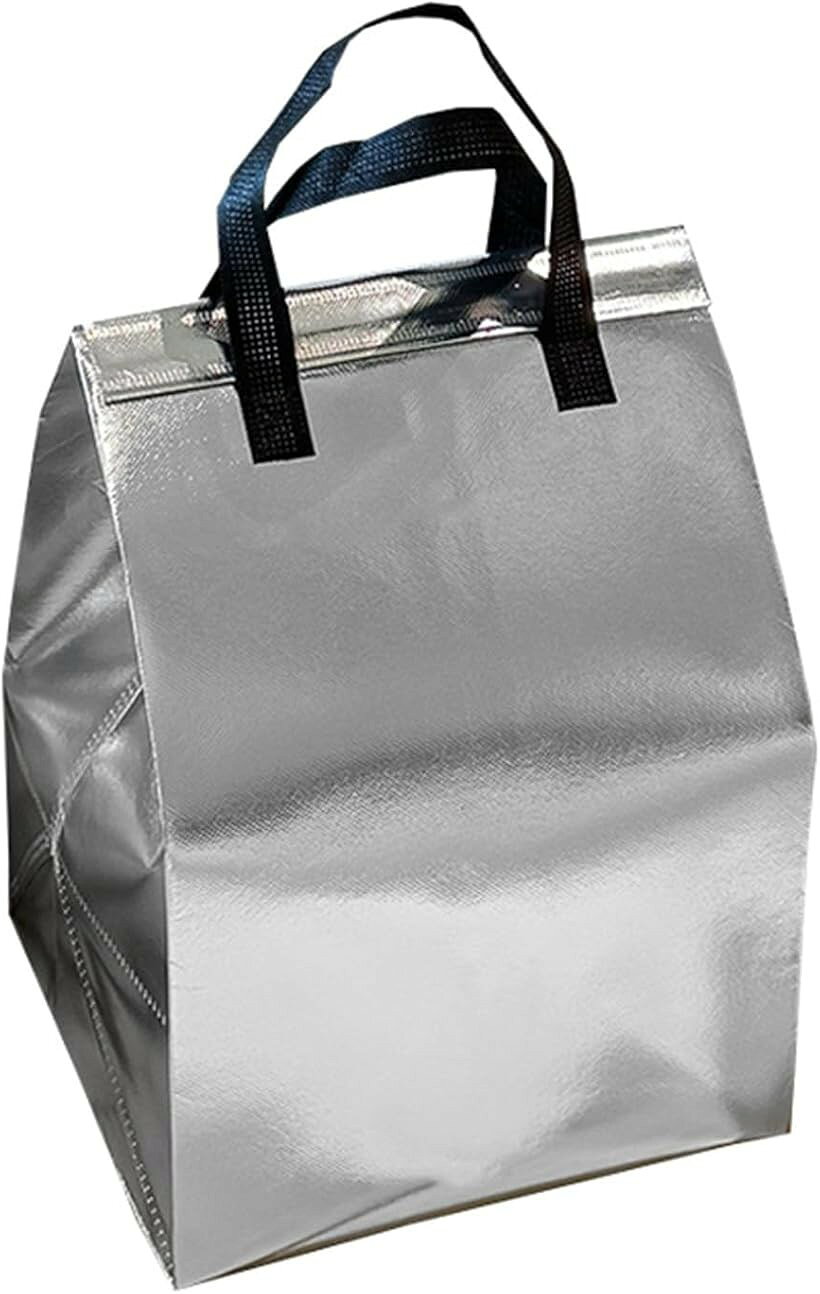 外売り アルミバッグ 保温 保冷 断熱バッグ 飲食店 50枚入り (中サイズ(24x24x15cm))