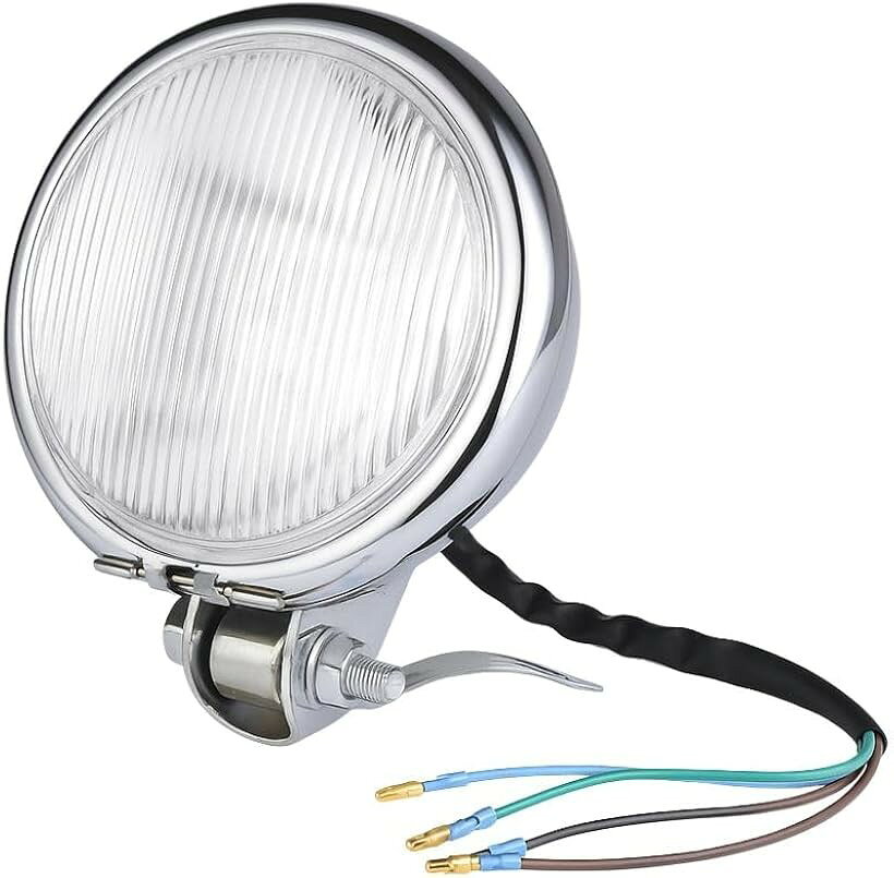 バイク ヘッドライト 4.5インチ 汎用12V 白熱球 ベーツ カスタム (シルバー、クリア)