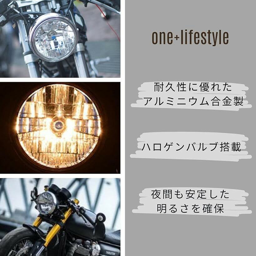 バイク ヘッドライト 4.5インチ 汎用12V 白熱球 ベーツ カスタム (シルバー、クリア)