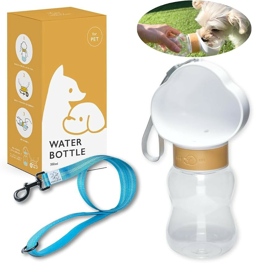 バリエーションコード : 2brshttoqn商品コード2brsh82wnj商品名ペット専門家監修｜片手で給水・持ち運び便利ペットウォーターボトル 犬 散歩 給水器 水飲み器ブランドwippychamカラースカイブルーサイズ等リードセット「愛犬の飲みやすさを追求..」マズルが長い子や、短い子にも飲みやすい大きな器が特徴。他の商品ではお水を飲んでくれなかった子も、wippychamのペットウォーターボトルでは飲んでくれた.. という声が続出。自信を持ってオススメする携帯用水飲み器です。「可愛いカタチ。」愛犬にはやっぱり可愛いものを使いたい。そんな飼い主さまのお声から、可愛さにもこだわりました。コロンと可愛いフォルムは愛犬の”飲みやすさ”も追求し、可愛さと実用性を兼ね備えた犬 散歩 水飲み器です。特に夏場の熱中症予防に大人気のペット用品です。＊バージョンによってパッケージに変更があります。商品は同じものですのでご安心ください。「人と同じ安全品質」ペットたちの健康のためにBPAフリーの素材を厳選。日本の工場で最終加工を行い、日本の品質水準の安全な商品をお届けします。「水が戻せるからどこでも使える」余った水はボトルに戻せるので、ドライブや病院など 水が捨てられない場所でも大活躍間違いなしの給水ボトルです。「しっかり閉まって水漏れしない」両手でしっかりロックする構造で水漏れの心配がありません。お散歩バッグの中でひっくり返っても濡れないから安心の給水ボトルです。※ 他ネットショップでも併売しているため、ご注文後に在庫切れとなる場合があります。予めご了承ください。※ 品薄または希少等の理由により、参考価格よりも高い価格で販売されている場合があります。ご注文の際には必ず販売価格をご確認ください。※ 沖縄県、離島または一部地域の場合、別途送料の負担をお願いする場合があります。予めご了承ください。※ お使いのモニタにより写真の色が実際の商品の色と異なる場合や、イメージに差異が生じることがあります。予めご了承ください。※ 商品の詳細（カラー・数量・サイズ 等）については、ページ内の商品説明をご確認のうえ、ご注文ください。※ モバイル版・スマホ版ページでは、お使いの端末によっては一部の情報が表示されないことがあります。すべての記載情報をご確認するには、PC版ページをご覧ください。