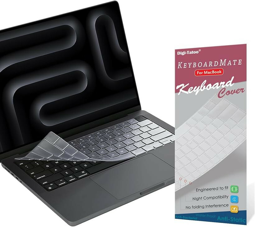 US英語配列 2026～2022 MacBook Air 13/15 Pro 14/16 NEO 專用 キーボードカバー 対応 16/ 15/ M5 M4 M3 M2 Max - 超薄 透明 マックブック (透明, NEO/Pro/Air)