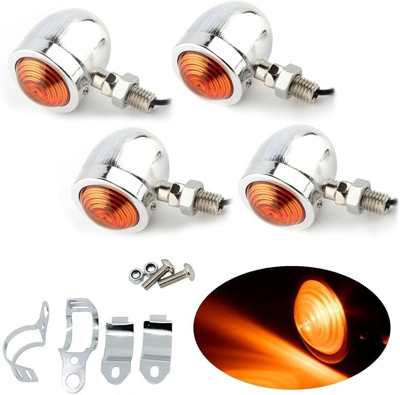 バリエーションコード : 2b4qlx1f2v商品コード2bj2vqc8c8商品名バイク バイク用 ウィンカー 4個セット 1台分 汎用 ブラック 砲弾型 ブレット型 レトロ アメリカン オレンジ シルバー4個/Fステー2個ブランドPIENSEカラーシルバー4個/Fステー2個バイク用ウインカー、フロントステーセットは、アメリカンバイク愛好者におススメの砲弾型のウインカーとパーツセット。12Vの汎用タイプ。選べるブラックxオレンジ、シルバーxオレンジの2種類、4個、Fステーパーツ2個セット。温かみのあるアンバーのライトがレトロアメリカンを思わせるデザイン。自分でカスタムできるので、取り付け位置も自由自在。目立たない場所に設置する、フェンダーに埋め込むなどお好みでアレンジできます。弾丸を意味するブレットウィンカー。チョッパー系、ハイテクカスタム、トラッカー、ストリートネイキッド、オフロード、カフェレーサーまで幅広く使えます。交換、設置簡単、瞬時にバイクをかっこよく。明るさ十分なコンパクトサイズ。フロントステー2個セットは、ウィンカー設置用パーツ、取り付け専用ボルト付き、DIY、カスタム、改造が簡単。ウインカーを固定、脱落防止、安定性を高めます。Fステーは、ライトのボディーと同色で、汎用性の高い内径30 ～43ミリ、取付穴径12ミリ。「サイズ/機能」ウィンカー：幅3.7x奥行き5x高さ6.4cm、12V、5 W、ABS、ブラックxオレンジ、シルバーxオレンジ、Fステー：内径30～43mm、取付穴径12mm「セット内容」ウインカー4個、フロントステー2個「カラー」ブラック、シルバー＊モニターの環境により、色の見え方に若干差が生じる場合がございます※ 他ネットショップでも併売しているため、ご注文後に在庫切れとなる場合があります。予めご了承ください。※ 品薄または希少等の理由により、参考価格よりも高い価格で販売されている場合があります。ご注文の際には必ず販売価格をご確認ください。※ 沖縄県、離島または一部地域の場合、別途送料の負担をお願いする場合があります。予めご了承ください。※ お使いのモニタにより写真の色が実際の商品の色と異なる場合や、イメージに差異が生じることがあります。予めご了承ください。※ 商品の詳細（カラー・数量・サイズ 等）については、ページ内の商品説明をご確認のうえ、ご注文ください。※ モバイル版・スマホ版ページでは、お使いの端末によっては一部の情報が表示されないことがあります。すべての記載情報をご確認するには、PC版ページをご覧ください。