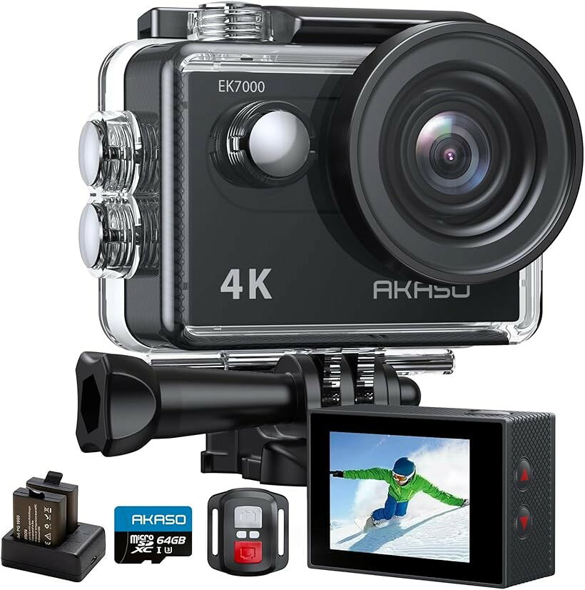 バリエーションコード : 2bj1n9chs2商品コード2bjykscntr商品名EK7000 アクションカメラ 4K 2000万画素 64GBメモリカード付き WiFi搭載 外部マイク対応 30M防水 HDMI出力 170度広角レンズ リモコン付き 1050mAhバッテリー2個付きブランドAKASO「優れた4K高画質＆2000万画素」AKASO EK7000アクションカメラはアメリカで人気のカメラです。以前のバージョンの進化版として、撮影性能がより安定となる同時に、撮影角度もより広くなります。4Kの画面解像度を対応し高精細な映像を撮影する事ができます。更に、フレームレートが30fpsと向上している撮影性能で、滑らかな映像を残すことが実現できます。写真は2000万画素対応、生活の思い出を細部まで多彩な瞬間を逃さない。「リモコン便利操作＆Wifi転送」 ワイヤレスリモコン付き、10m見通し遠隔操作可能、サイクリング、釣り、スキーの時などカメラを手に持たず、 リモコンで自由に撮影操作できます。更に EK7000アクションカメラはWiFi通信に対応しており、専用アプリ（AKASO GO)でコントロール、再生、ダウンロードすることができます。いつでもどこでも楽しい思い出をSNSで共有できます。「外部マイク対応＆HDMI出力」 EK7000 アクションカメラは外部マイク対応出来るので、あらゆる方向からの音をキャプチャする外部マイクもサポートできます。ご注意：AKASO外部マイク対応のみ（別売り）です。また、HDMI出力機能も対応しており、テレビなどの大画面で動画と静止画を鑑賞することができます。「30m防水可能＆多機能撮影」水深30Mまで対応出来る強力な防水ケースを備えたアクションカメラは、雨の日にもあると安心とはもちろん、激しい動きで使っても、スキーなどウィンタースポーツでも大活躍。また、タイムラプス、連写撮影、ループモードなど撮影モードが自由に選択出来ることで、色々な場合で大活躍、コスパ抜群。「豊富な付属品セット」 2個の1050mAhバッテリーがついており、長時間撮影が可能です。複数アクセサリーが付属され、組み合わせてバイク・自転車・スノーボード・サーフボード・ヘルメットに装着可能です。日本語取扱説明書がセットされて、初心者も手軽に使えます。※ 他ネットショップでも併売しているため、ご注文後に在庫切れとなる場合があります。予めご了承ください。※ 品薄または希少等の理由により、参考価格よりも高い価格で販売されている場合があります。ご注文の際には必ず販売価格をご確認ください。※ 沖縄県、離島または一部地域の場合、別途送料の負担をお願いする場合があります。予めご了承ください。※ お使いのモニタにより写真の色が実際の商品の色と異なる場合や、イメージに差異が生じることがあります。予めご了承ください。※ 商品の詳細（カラー・数量・サイズ 等）については、ページ内の商品説明をご確認のうえ、ご注文ください。※ モバイル版・スマホ版ページでは、お使いの端末によっては一部の情報が表示されないことがあります。すべての記載情報をご確認するには、PC版ページをご覧ください。技術基準適合証明番号：018-160254「商品仕様」メーカー型番：AKASO EK7000画面サイズ：2 インチ防水性：30Mレンズ構成：魚眼， 広角，6層レンズ・170°広角付属機能、特徴：電子手ブレ補正付属品：防水ケース、バッテリーx2、バッテリー充電器、各種装着用具、取扱説明書バッテリー＊PSマーク取得済み製品＊製品型番：PG 1050届出事業者名：株式会社HaoPSマークの種類：PSE