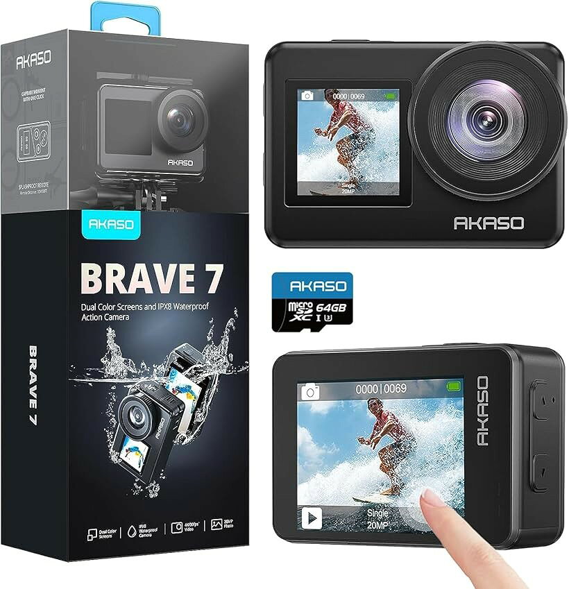 アクションカメラ Brave7 4K 64GB ウェアラブルカメラ IPX8本機防水10M 水中カメラ...