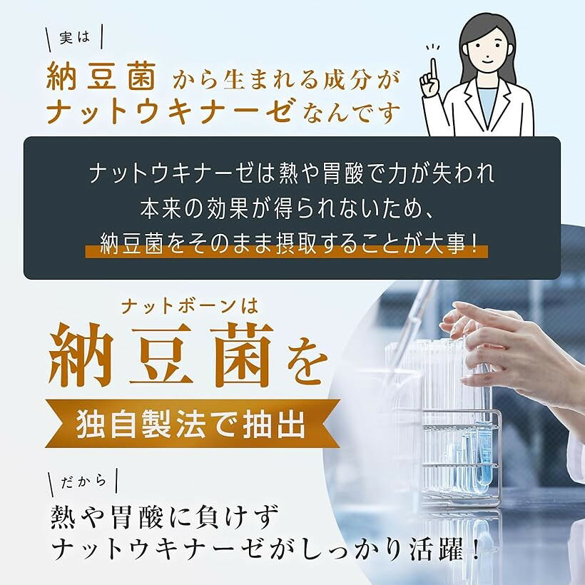 ナットウキナーゼ 納豆菌 ビタミンK2 サプリメント 骨 骨サポート 骨に良い栄養 42粒 14日分 (白) mlinestore-10261812 エムラインストア サンプル画像2