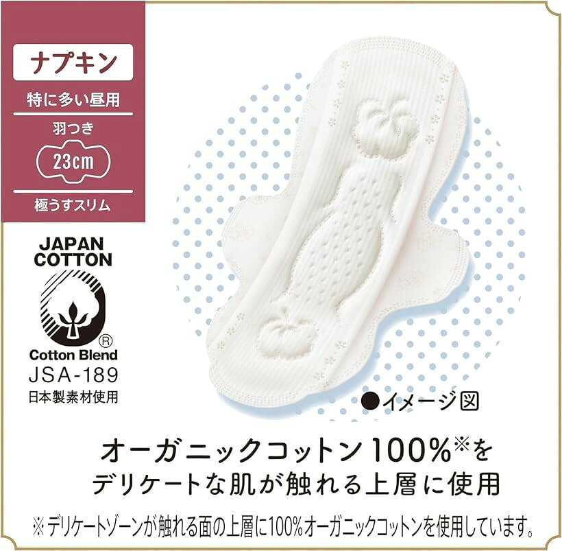 まとめ買い はだおもい オーガニックコットン 極うすスリム 特に多い昼用 羽つき 23cm 15枚 x 3個セット 合計45枚 特製ティッシュ付 (3個セット (合計45枚)) mlinestore-10261766 エムラインストア サンプル画像3