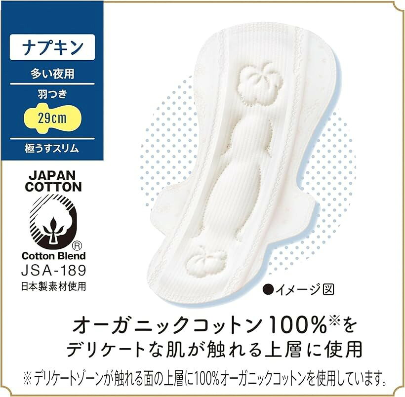 はだおもい オーガニックコットン 極うすスリム 多い夜用 羽つき 29cm 12枚x3個セット 合計36枚 (多い夜用 29cm 羽つき(12枚x3個)) mlinestore-10261764 エムラインストア サンプル画像3