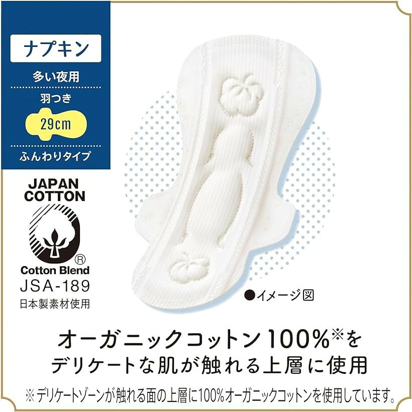 はだおもい オーガニックコットン 多い夜用 290 羽つき 29cm 10枚 x 3個セット 合計30枚 (多い夜用 29cm 羽つき 10枚x3個) mlinestore-10261767 エムラインストア サンプル画像3