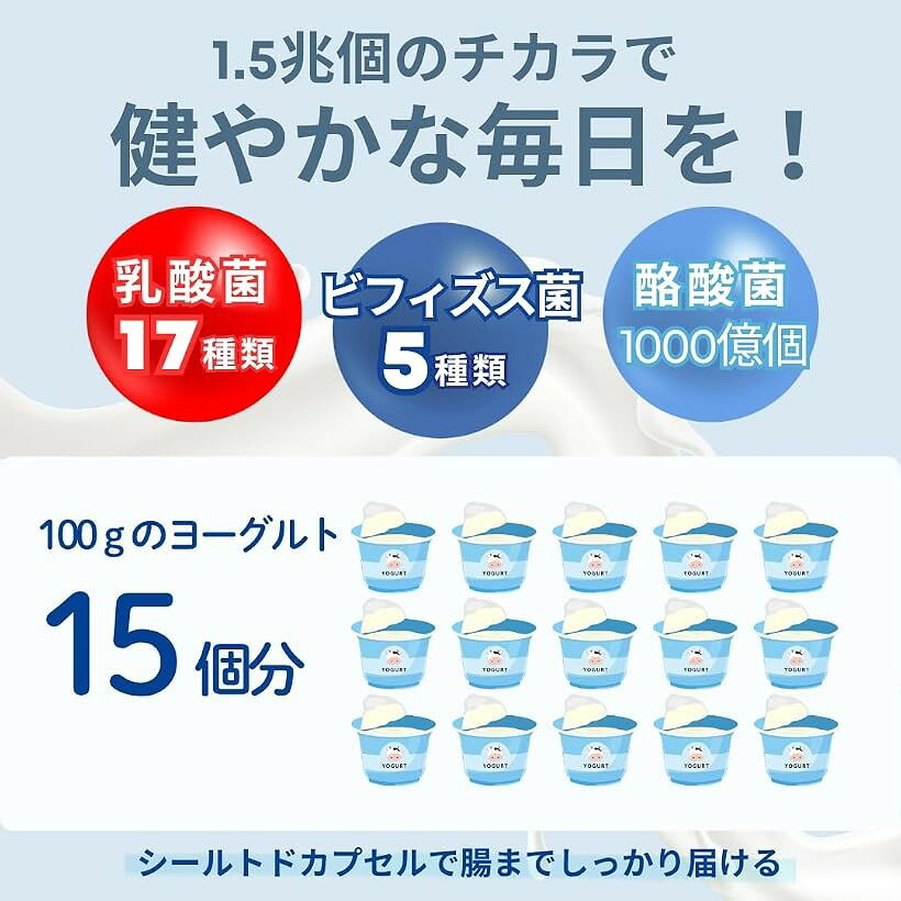 乳酸菌 ビフィズス菌 酪酸菌 サプリ 1.5兆個 国内製造 サプリメント (60日分・2袋) mlinestore-10262621 エムラインストア サンプル画像3